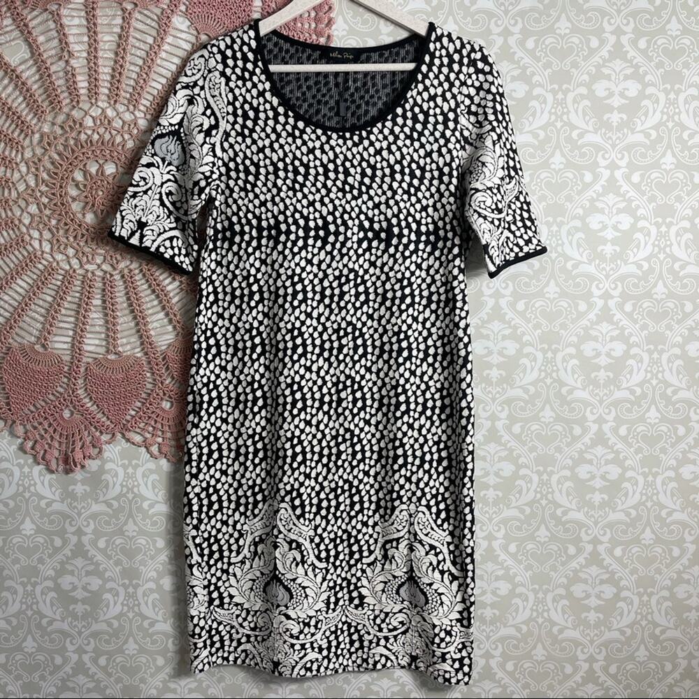 5/$30 Melissa Paige Knit Sweater Dress Black White L